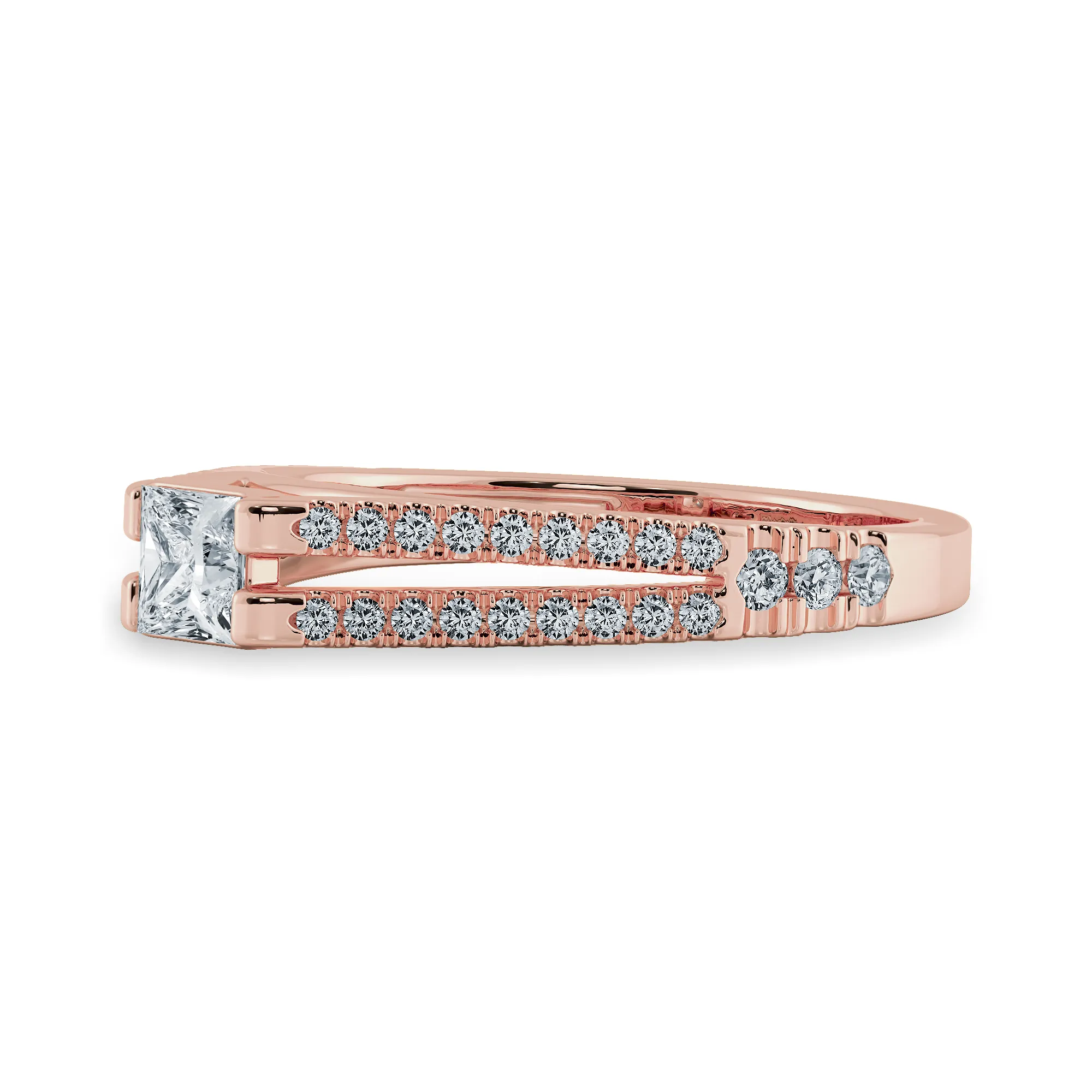 0.20cts. Princess Cut Solitaire Diamond Split Shank 18K Rose Gold Ring JL AU 1178R-A