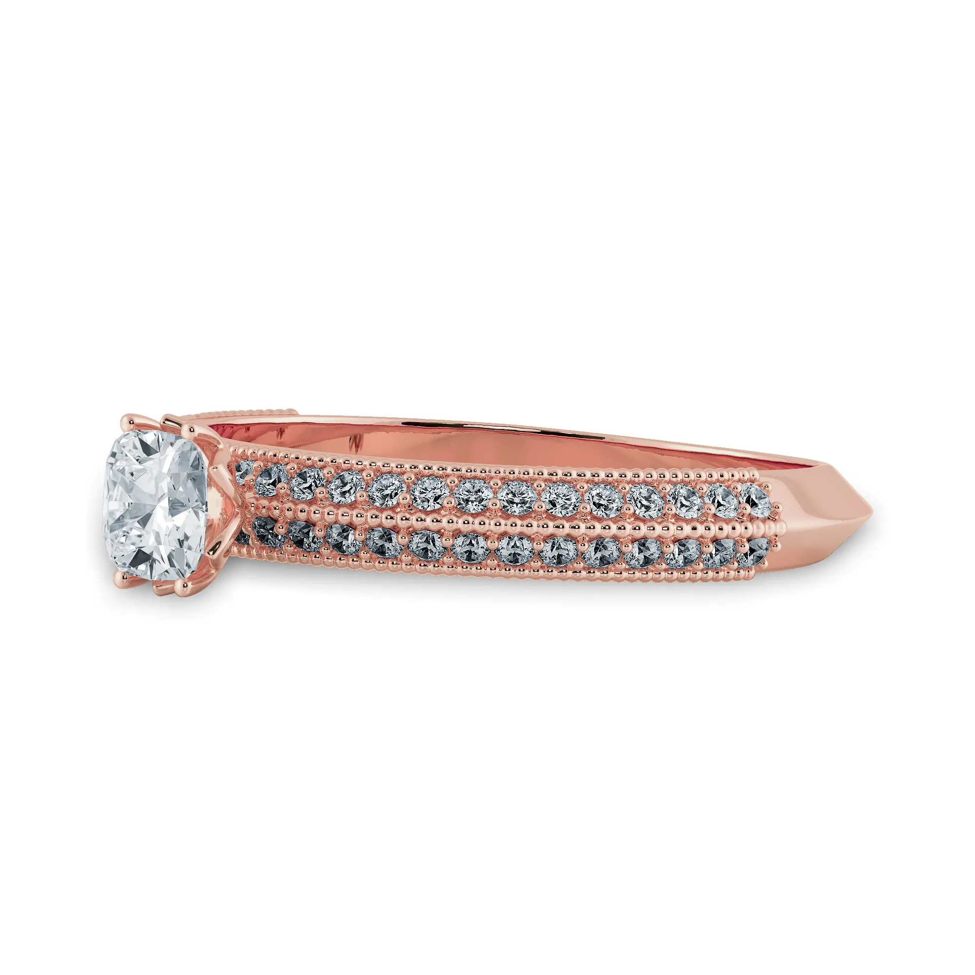 0.30cts. Cushion Cut Solitaire Diamond Split Shank 18K Rose Gold Ring JL AU 1187R