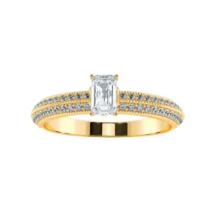 0.30cts. Emerald Cut Solitaire Diamond Split Shank 18K Yellow Gold Ring JL AU 1188Y