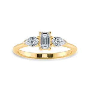 0.30cts. Emerald Cut Solitaire with Pear Cut Diamond Accents 18K Yellow Gold Ring JL AU 1204Y