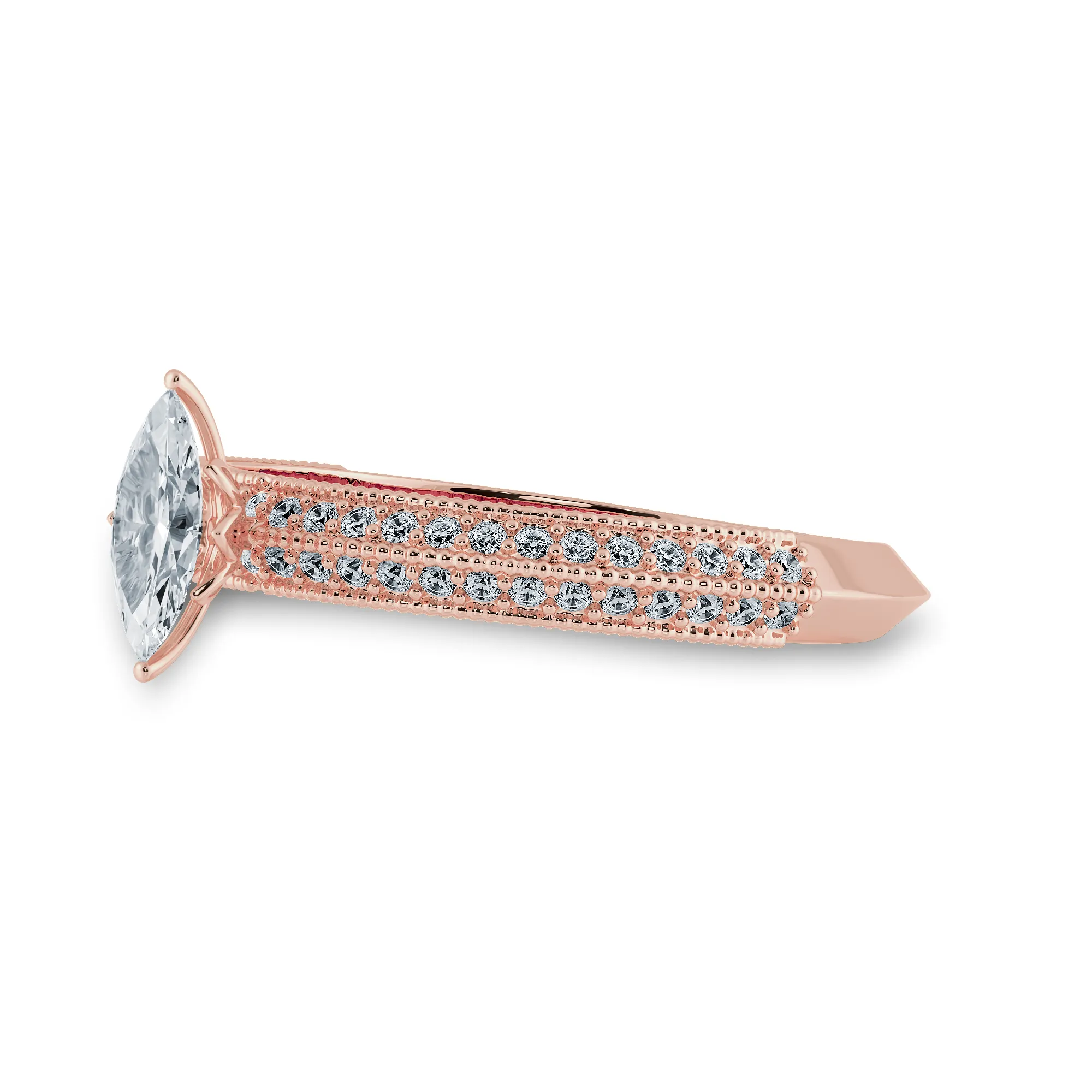 0.30cts. Marquise Cut Solitaire Diamond Split Shank 18K Rose Gold Ring JL AU 1192R