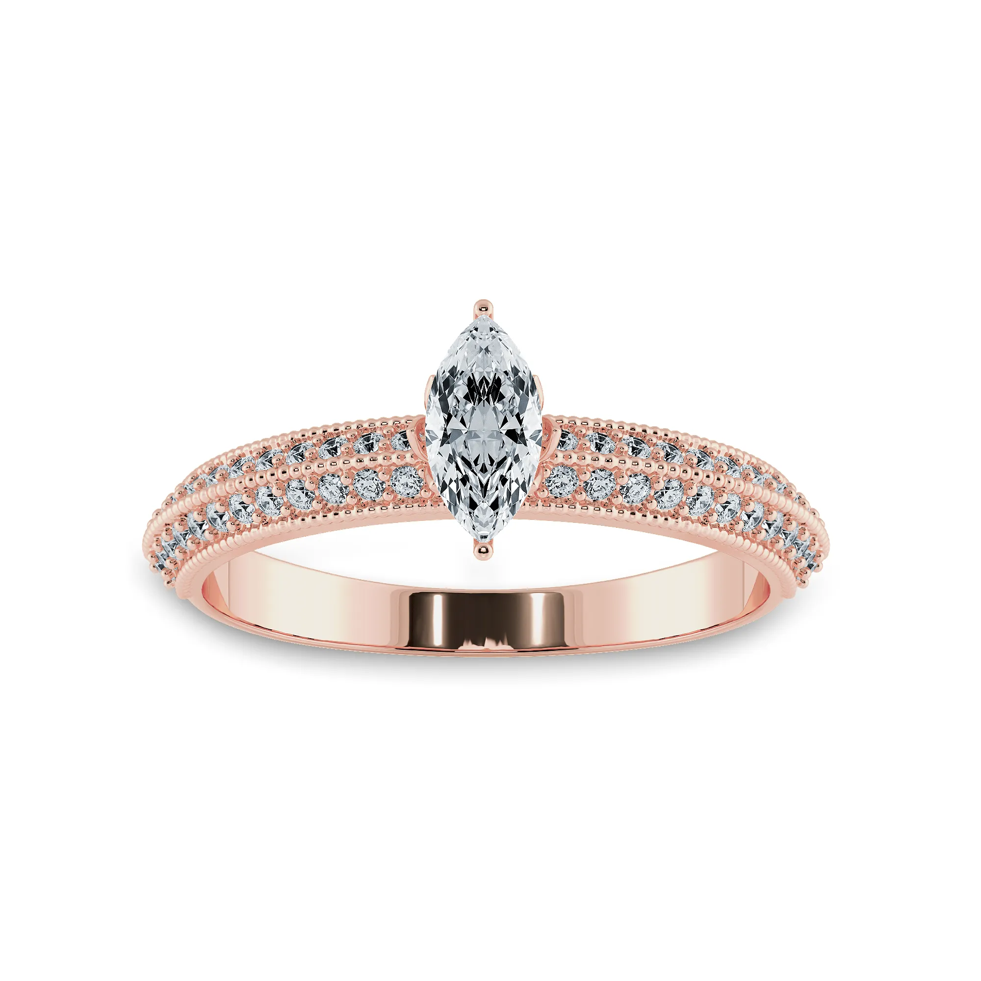 0.30cts. Marquise Cut Solitaire Diamond Split Shank 18K Rose Gold Ring JL AU 1192R