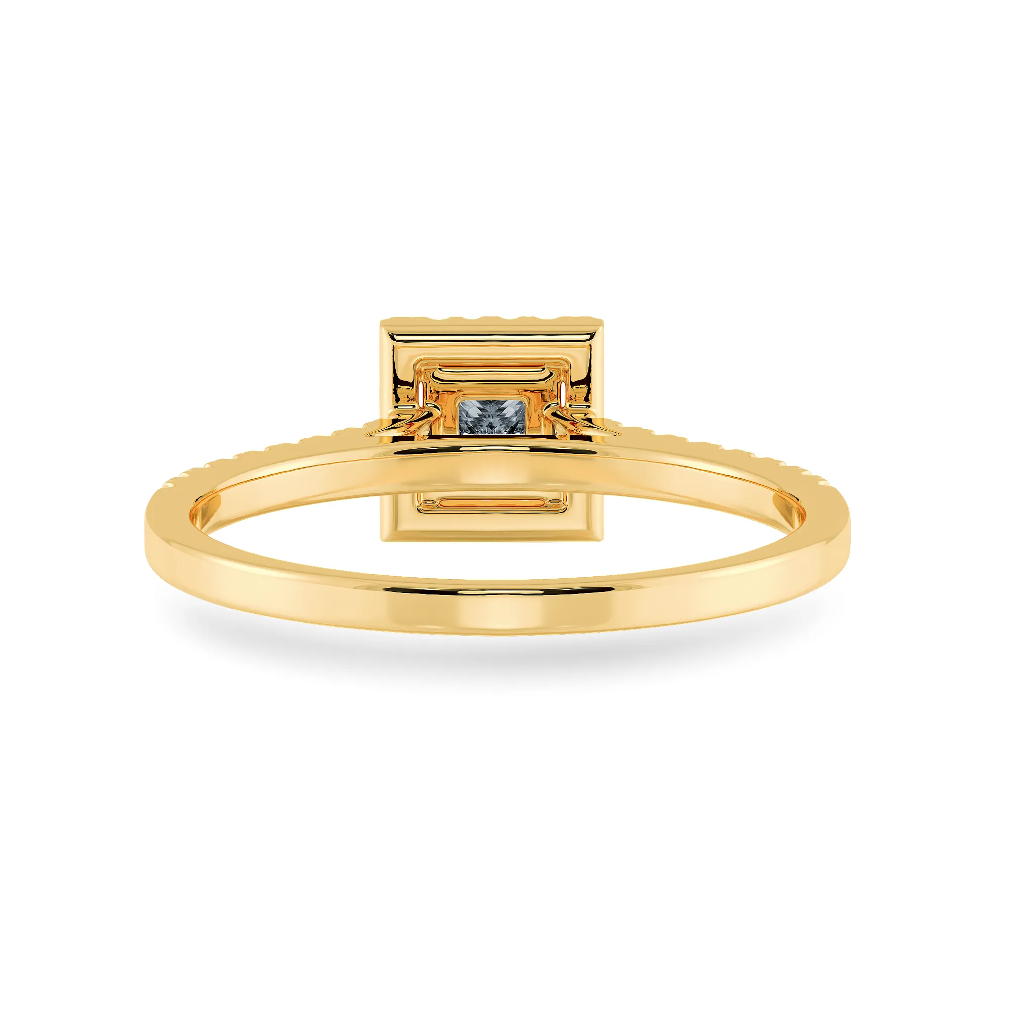 0.30cts. Princess Cut Solitaire Diamond Square Halo Shank 18K Yellow Gold Ring JL AU 1194Y