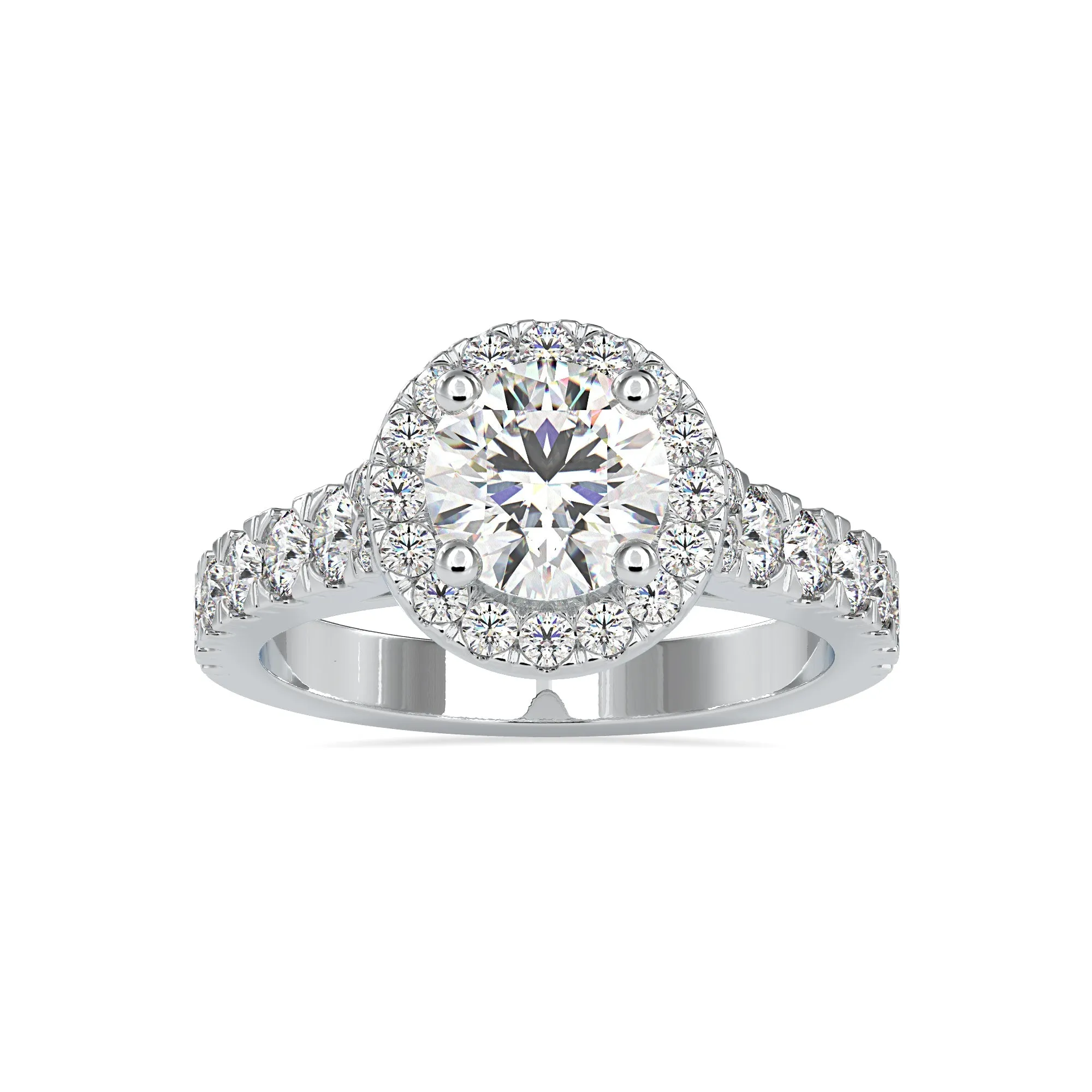 0.30cts Solitaire Halo Diamond Shank Platinum Engagement Ring JL PT 0106-A