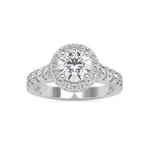 0.30cts Solitaire Halo Diamond Shank Platinum Engagement Ring JL PT 0106-A