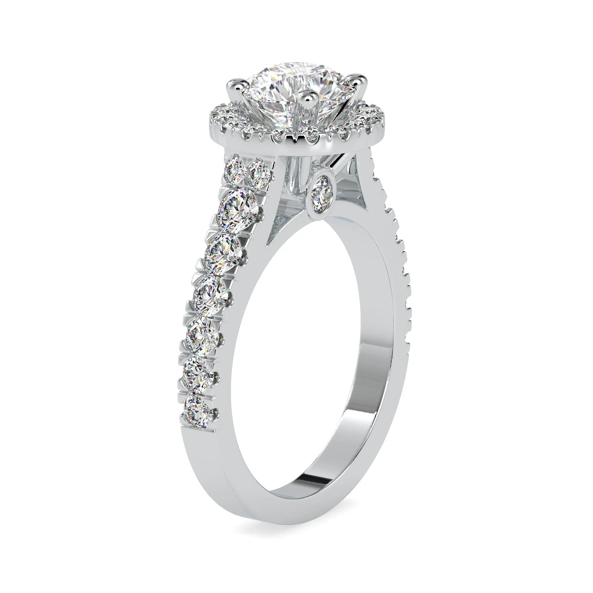0.30cts Solitaire Halo Diamond Shank Platinum Engagement Ring JL PT 0106-A