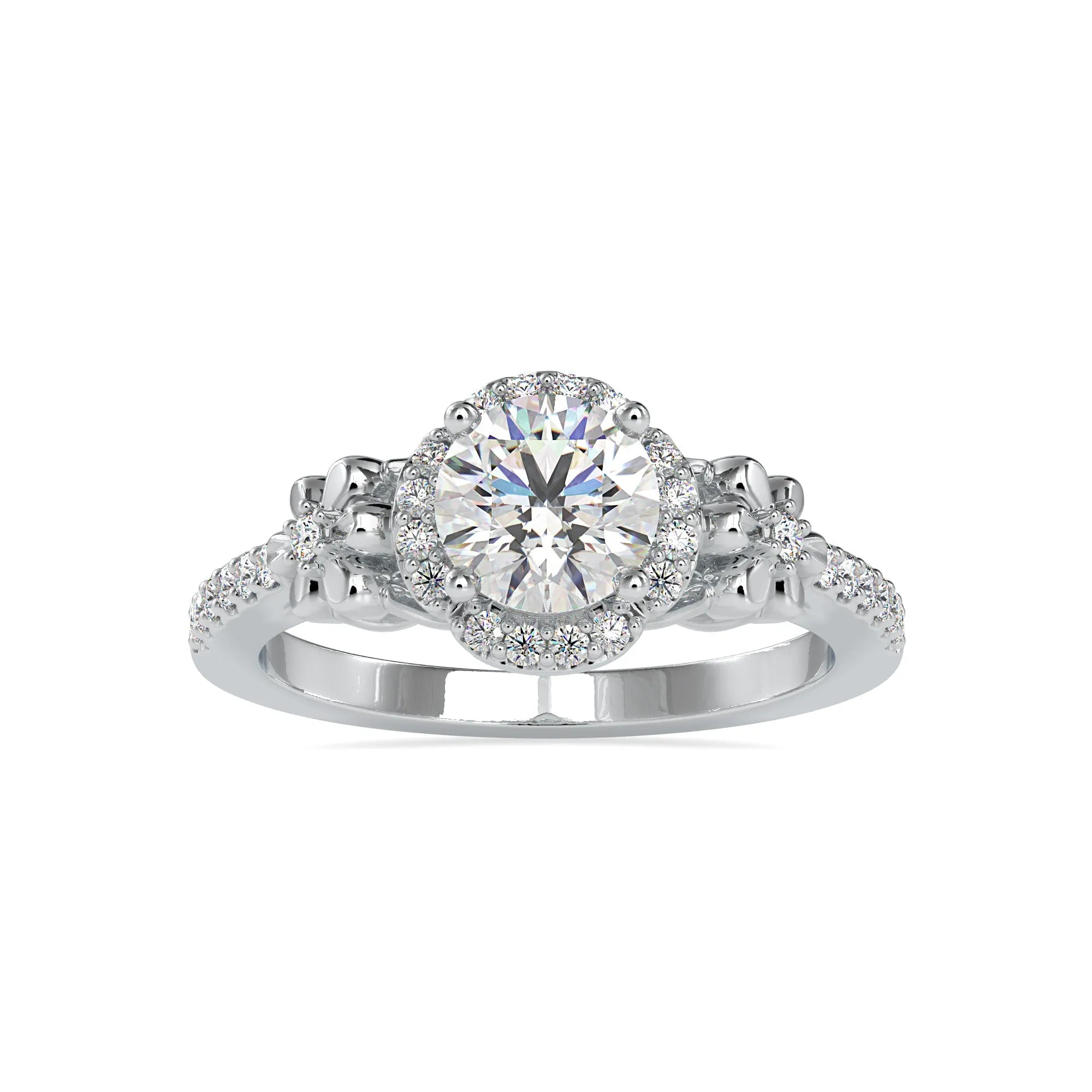 0.30cts. Solitaire Platinum Halo Diamond Shank Engagement Ring JL PT 0047-B