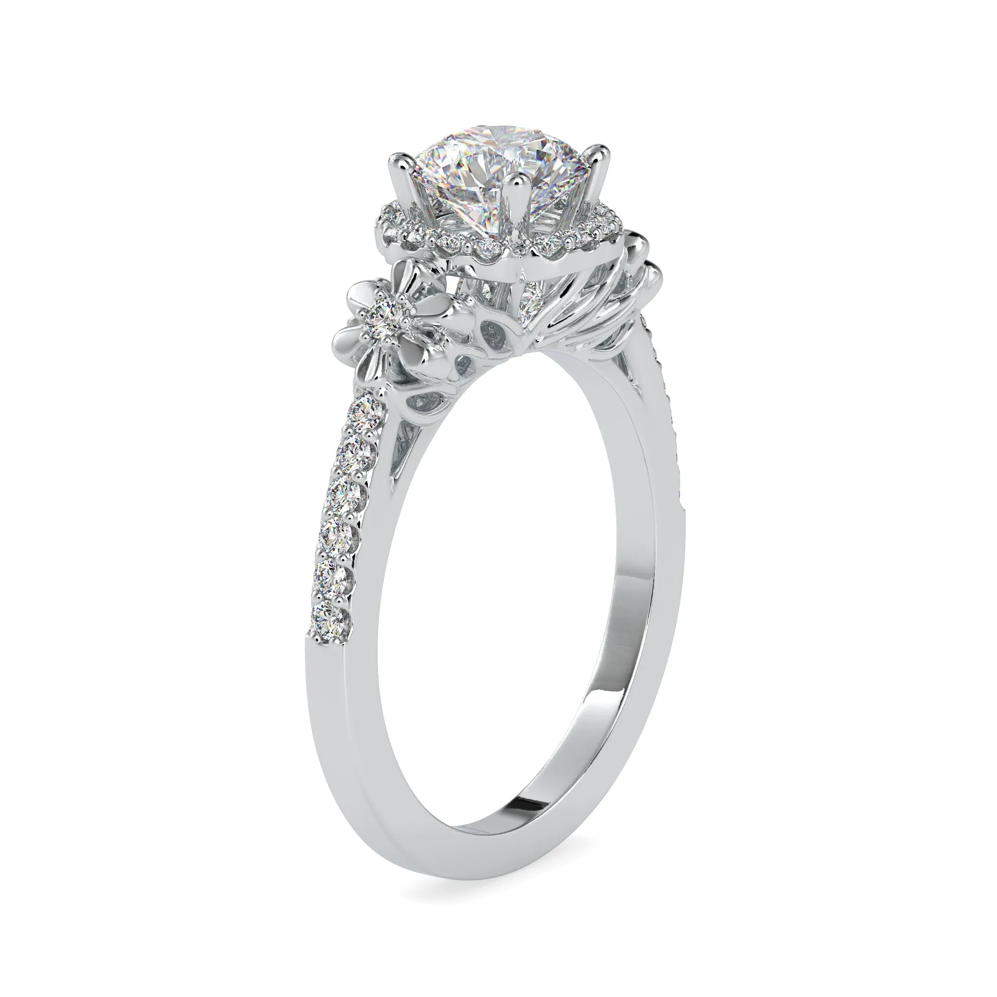 0.30cts. Solitaire Platinum Halo Diamond Shank Engagement Ring JL PT 0047-B