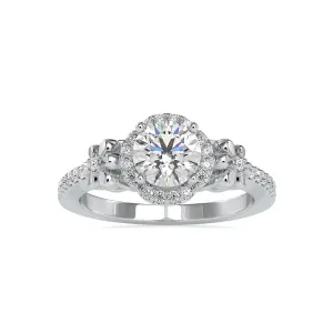 0.30cts. Solitaire Platinum Halo Diamond Shank Engagement Ring JL PT 0047-B