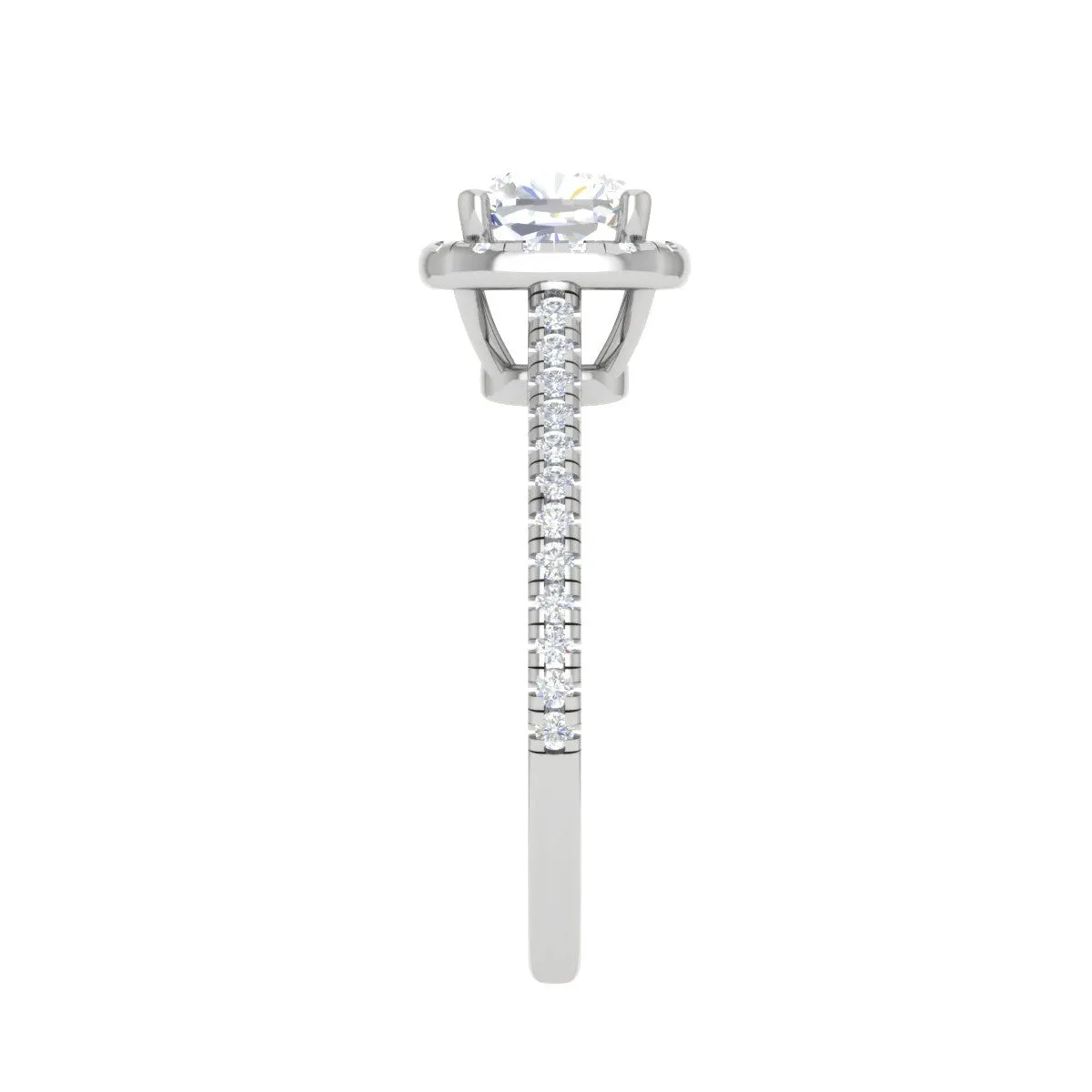 0.50 cts. Cushion Solitaire Halo Diamond Shank Platinum Ring JL PT RH CU 138