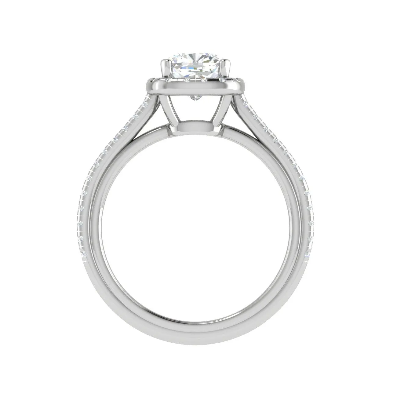 0.50 cts. Cushion Solitaire Halo Diamond Shank Platinum Ring JL PT RH CU 138