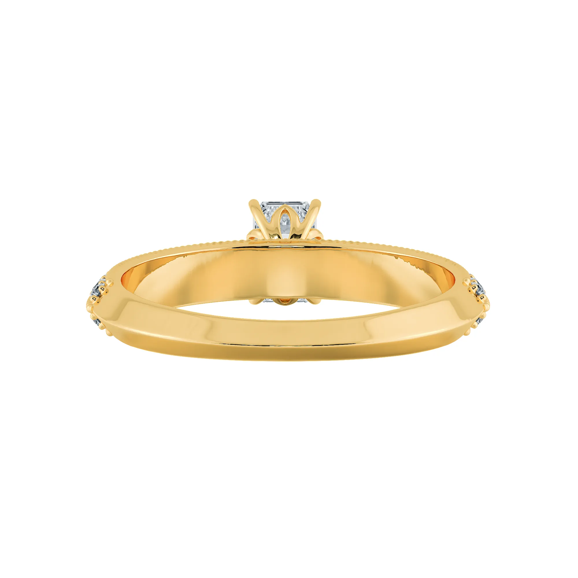 0.50cts. Emerald Cut Solitaire Diamond Split Shank 18K Yellow Gold Ring JL AU 1188Y-A