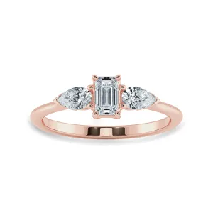 0.50cts. Emerald Cut Solitaire with Pear Cut Diamond Accents 18K Rose Gold Solitaire Ring JL AU 1204R-A