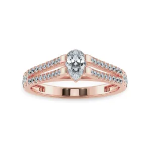 0.50cts. Pear Cut Solitaire Diamond Split Shank 18K Rose Gold Ring JL AU 1183R-A