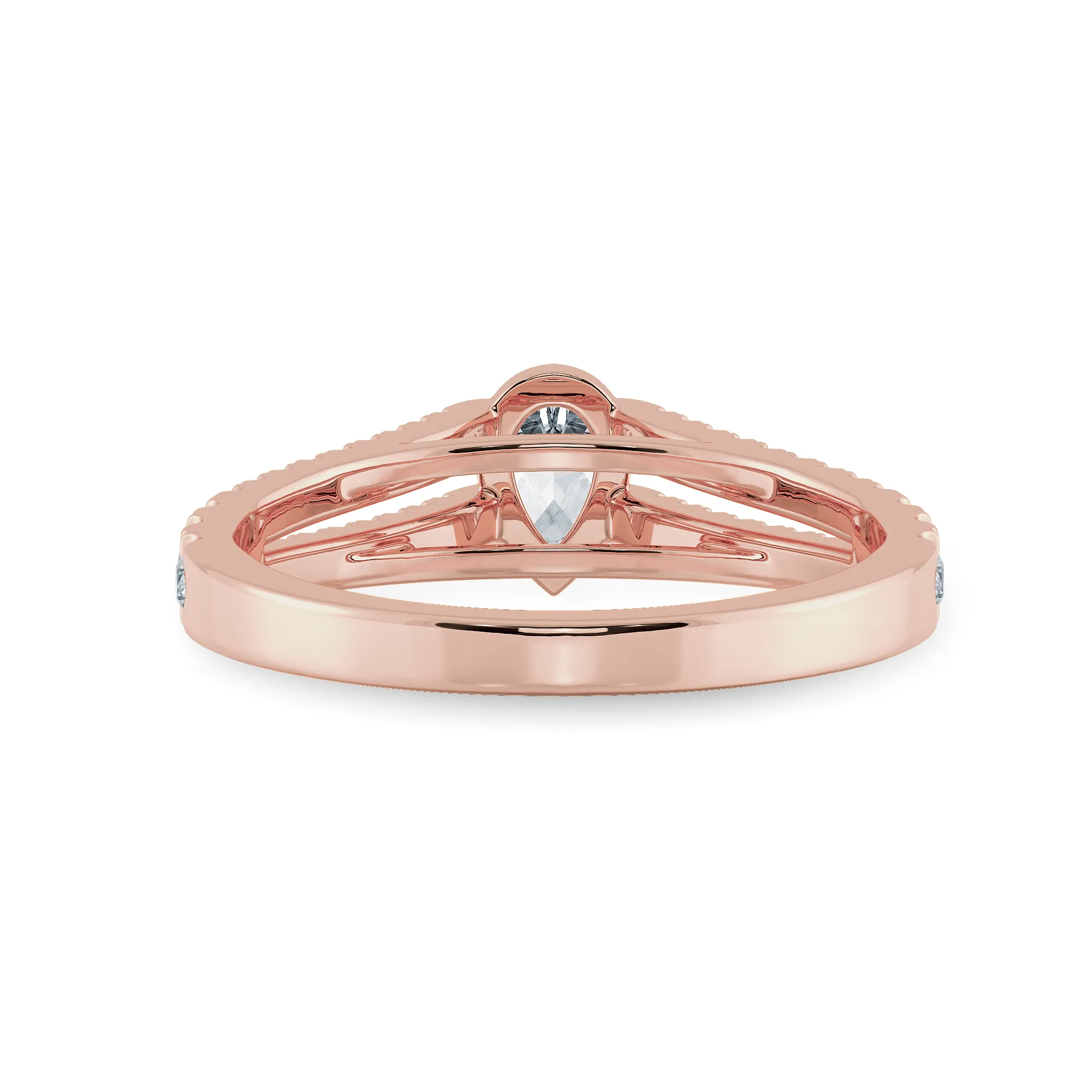 0.50cts. Pear Cut Solitaire Diamond Split Shank 18K Rose Gold Ring JL AU 1183R-A