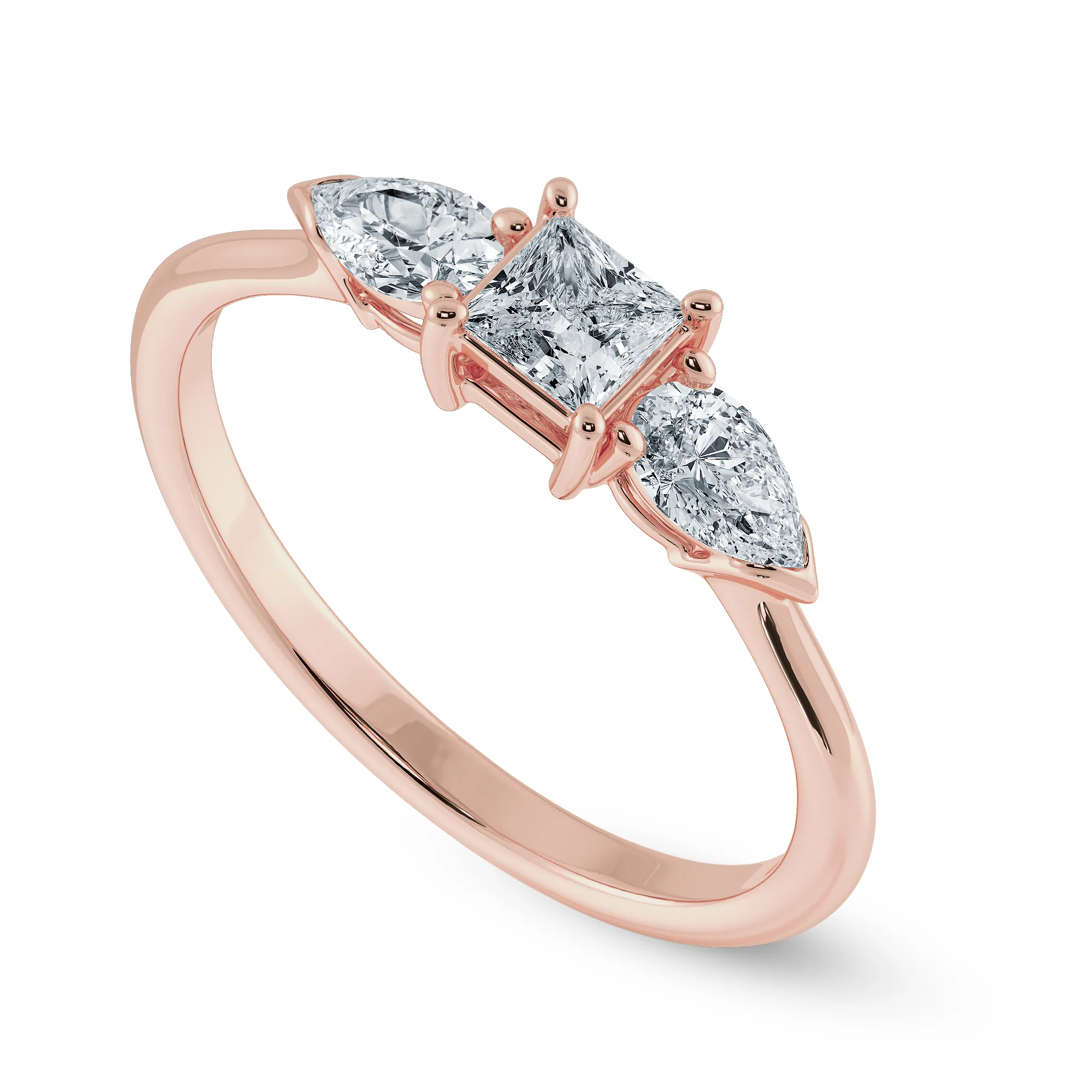 0.50cts. Princess Cut Solitaire with Pear Cut Diamond Diamond 18K Rose Gold Ring JL AU 2021R-A
