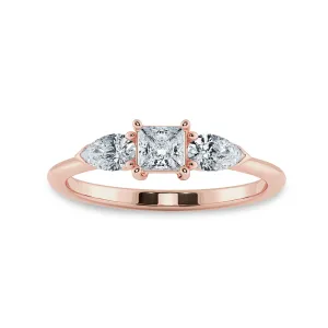 0.50cts. Princess Cut Solitaire with Pear Cut Diamond Diamond 18K Rose Gold Ring JL AU 2021R-A