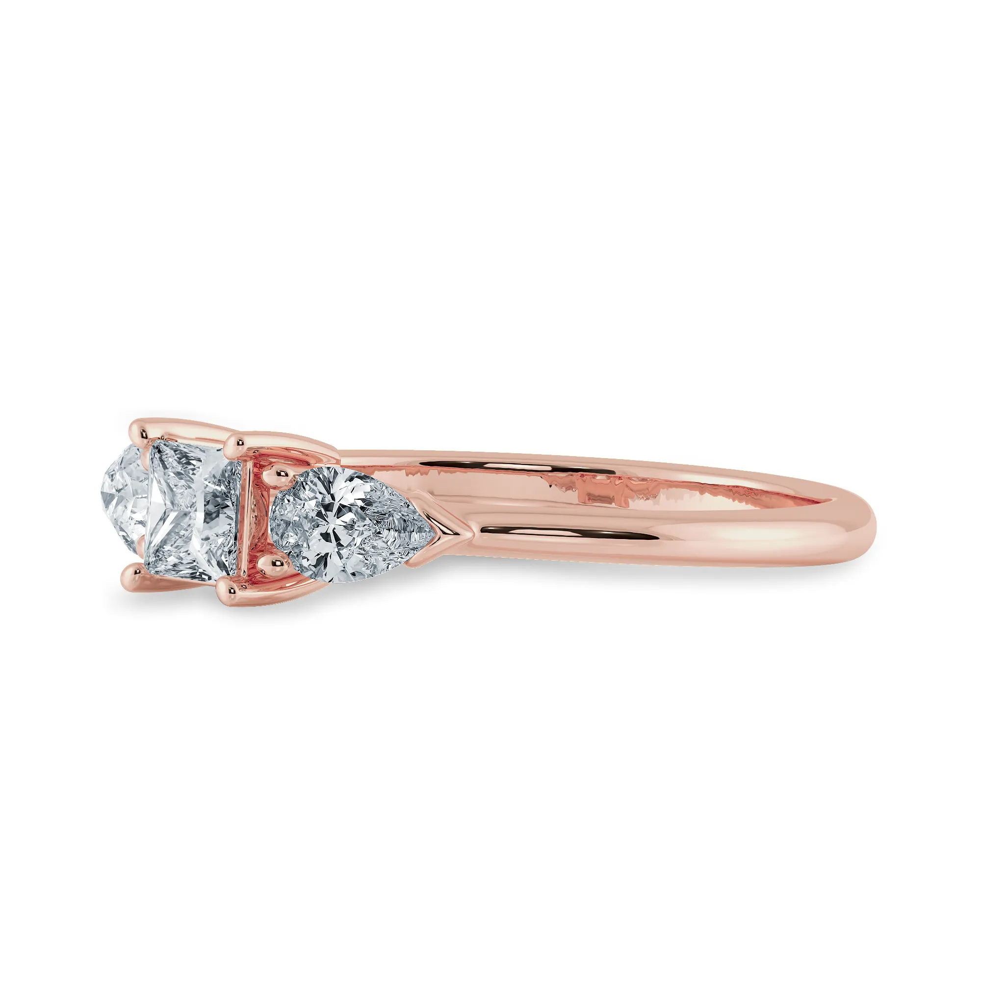 0.50cts. Princess Cut Solitaire with Pear Cut Diamond Diamond 18K Rose Gold Ring JL AU 2021R-A