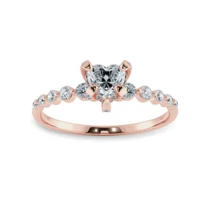 0.70cts. Heart Cut Solitaire Halo Diamond Accents 18K Rose Gold Ring JL AU 2007R-B