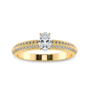 0.70cts. Oval Cut Solitaire Diamond Split Shank 18K Yellow Gold Ring JL AU 1190Y-B