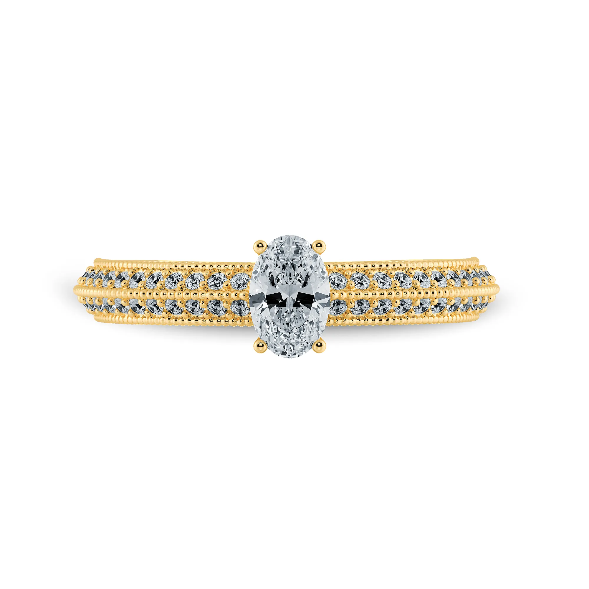 0.70cts. Oval Cut Solitaire Diamond Split Shank 18K Yellow Gold Ring JL AU 1190Y-B