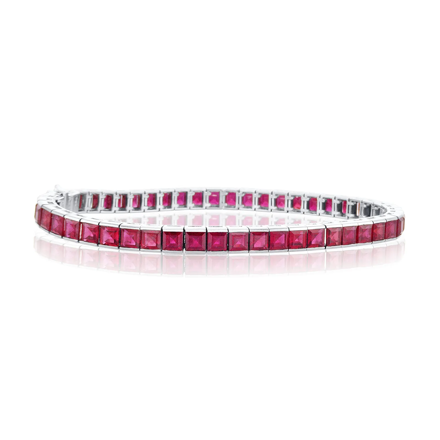 13.35 Carat Ruby Tennis Bracelet set in Platinum