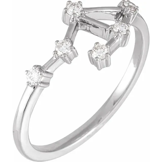 14K White Gold 1/6 CTW Natural Diamond Libra Constellation Ring