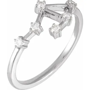 14K White Gold 1/6 CTW Natural Diamond Libra Constellation Ring