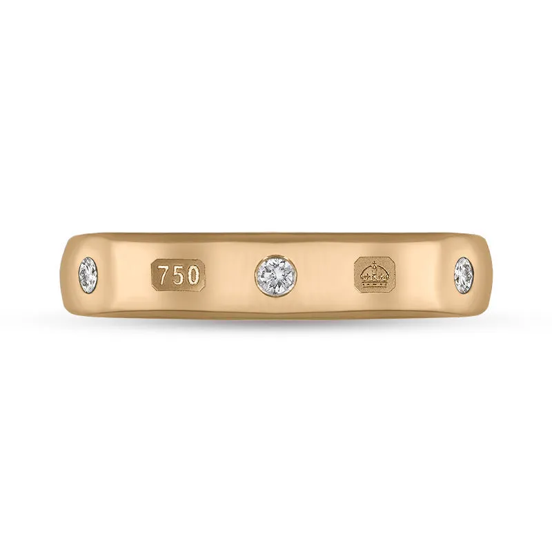 18ct Rose Gold 0.15ct Diamond Queen's Jubilee Hallmark 4mm Ring