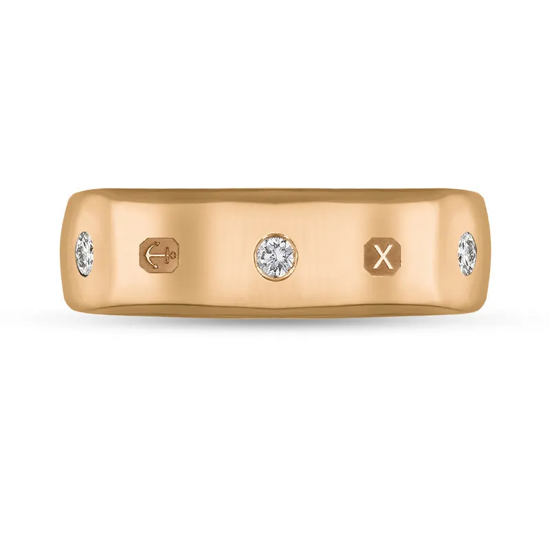 18ct Rose Gold 0.18ct Diamond Queen's Jubilee Hallmark 6mm Ring D