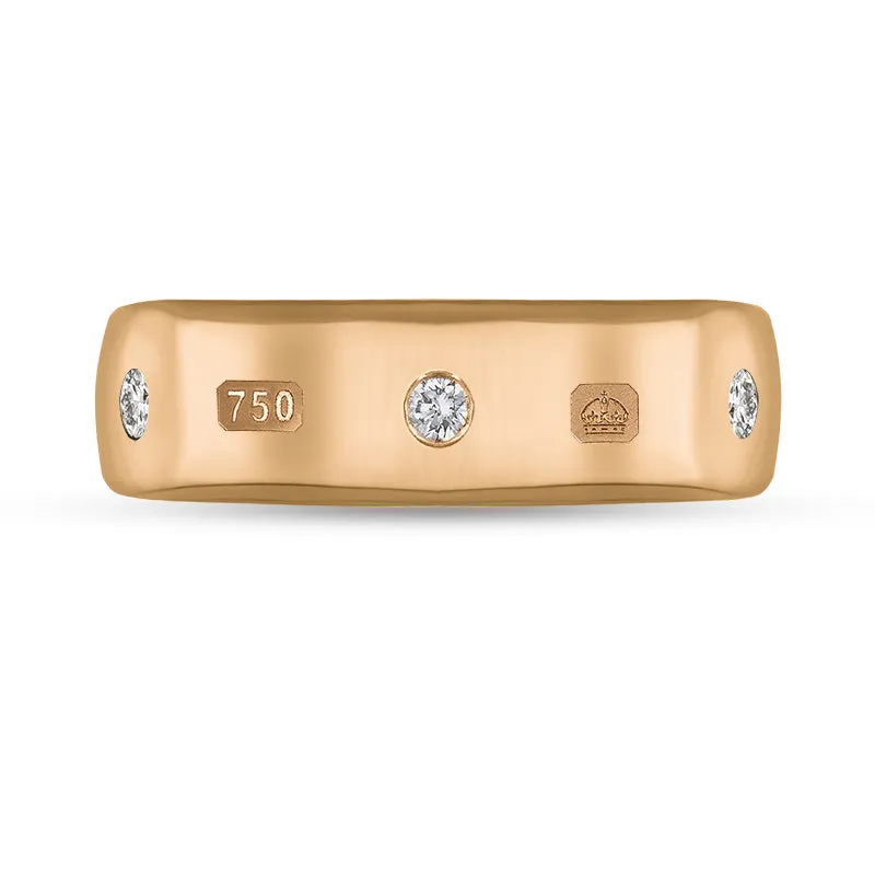 18ct Rose Gold 0.18ct Diamond Queen's Jubilee Hallmark 6mm Ring D