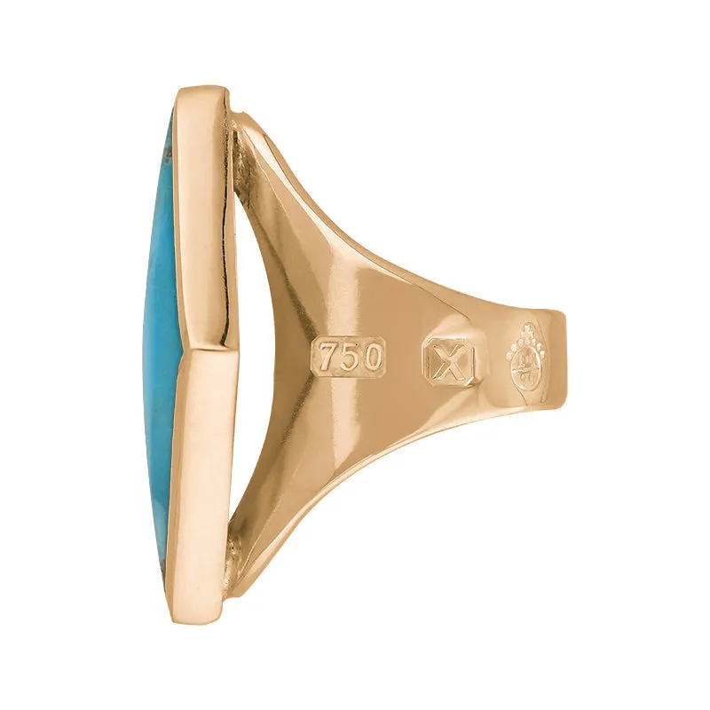 18ct Rose Gold Turquoise Queen's Jubilee Hallmark Medium Rhombus Ring