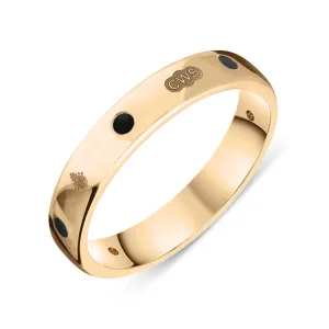 18ct Rose Gold Whitby Jet Queen's Jubilee Hallmark 4mm Ring D