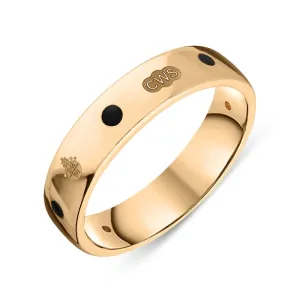 18ct Rose Gold Whitby Jet Queen's Jubilee Hallmark 5mm Ring D