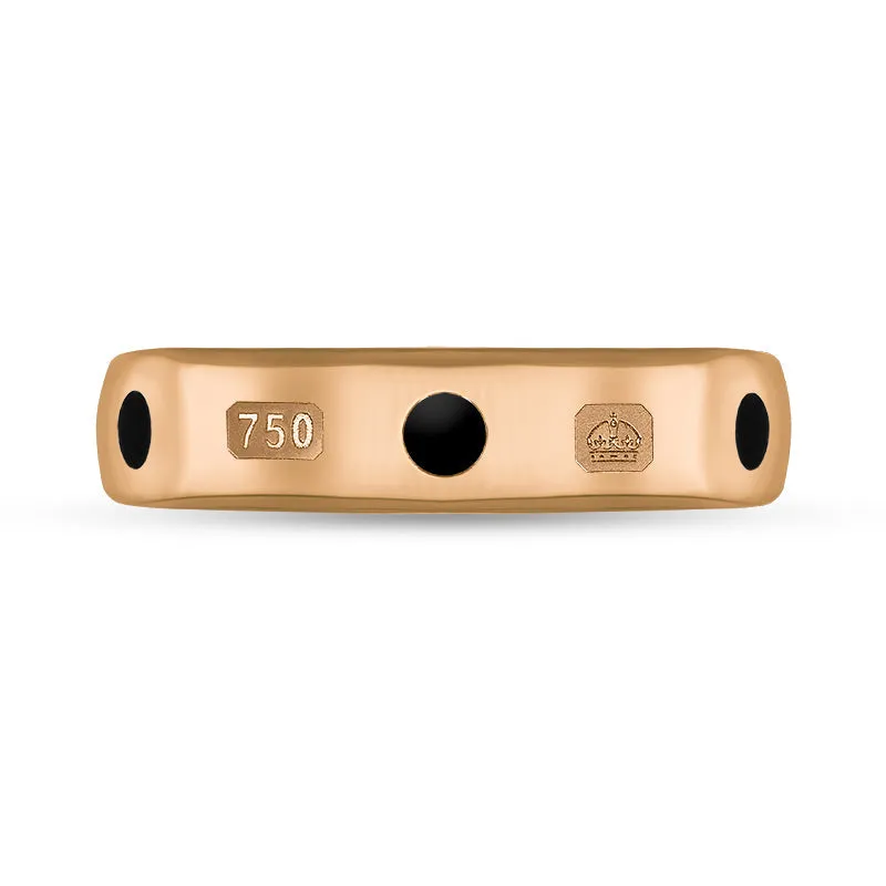 18ct Rose Gold Whitby Jet Queen's Jubilee Hallmark 5mm Ring D