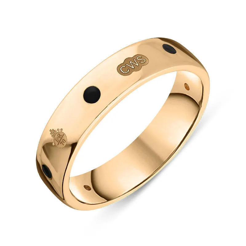 18ct Rose Gold Whitby Jet Queen's Jubilee Hallmark 5mm Ring D
