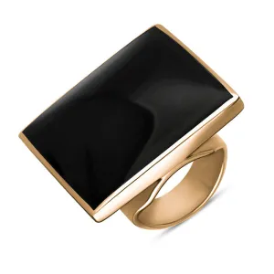 18ct Rose Gold Whitby Jet Queen's Jubilee Hallmark Large Square Ring D