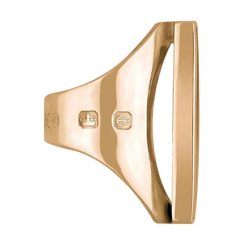 18ct Rose Gold Whitby Jet Queen's Jubilee Hallmark Large Square Ring D