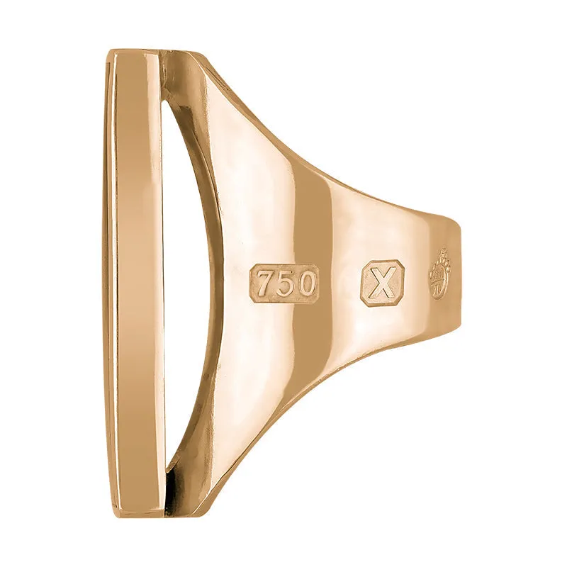18ct Rose Gold Whitby Jet Queen's Jubilee Hallmark Large Square Ring D
