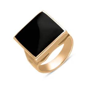 18ct Rose Gold Whitby Jet Queen's Jubilee Hallmark Small Square Ring D