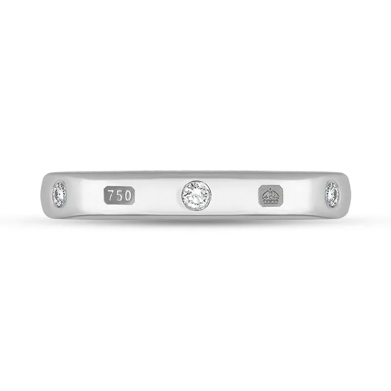 18ct White Gold 0.18ct Diamond Queen's Jubilee Hallmark 6mm Ring D