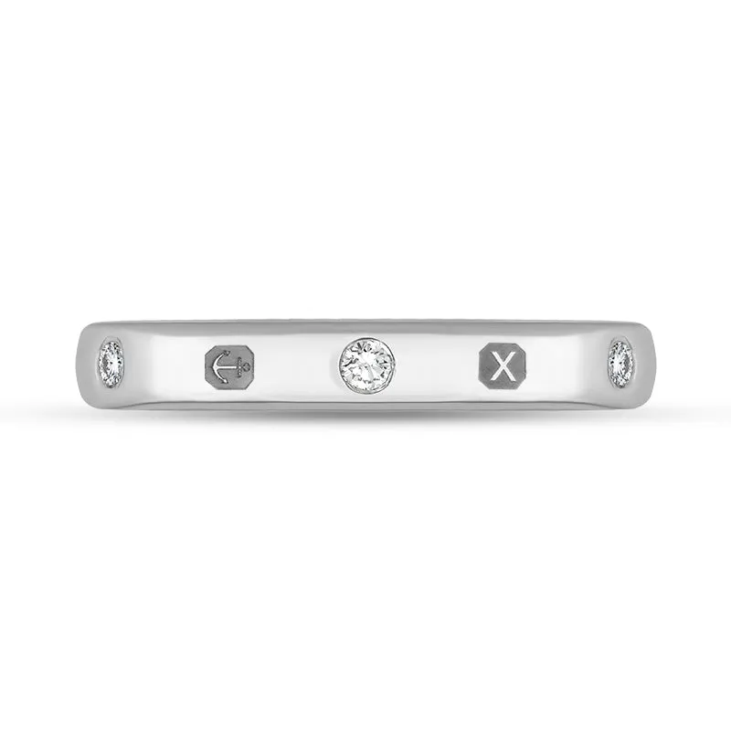 18ct White Gold 0.18ct Diamond Queen's Jubilee Hallmark 6mm Ring D