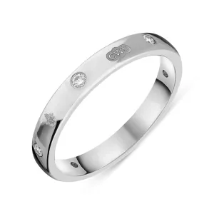 18ct White Gold 0.18ct Diamond Queen's Jubilee Hallmark 6mm Ring D