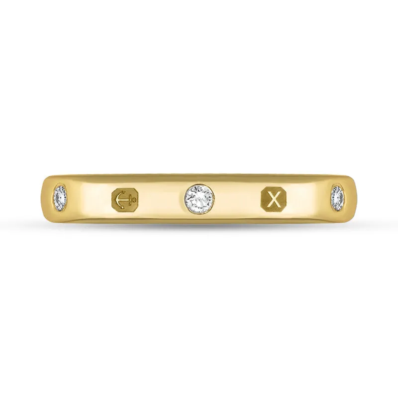 18ct Yellow Gold 0.12ct Diamond Queen's Jubilee Hallmark 3mm Ring D