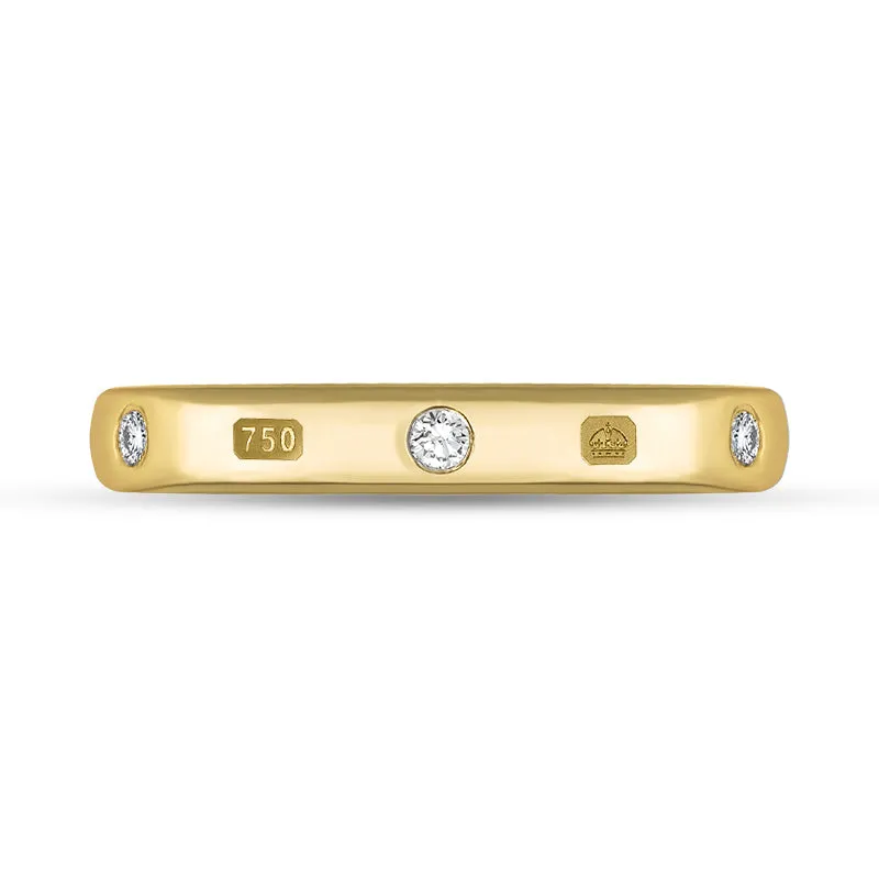 18ct Yellow Gold 0.12ct Diamond Queen's Jubilee Hallmark 3mm Ring D
