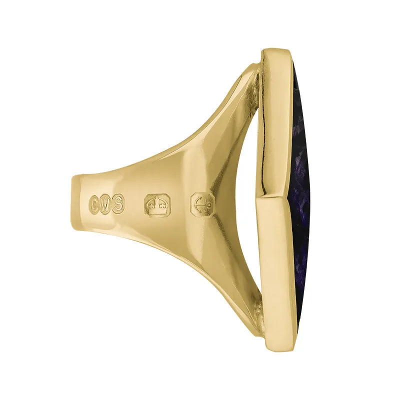 18ct Yellow Gold Blue John Queen's Jubilee Hallmark Medium Rhombus Ring D