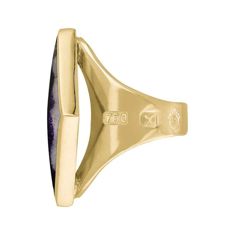 18ct Yellow Gold Blue John Queen's Jubilee Hallmark Medium Rhombus Ring D