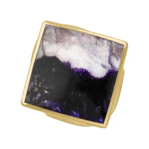 18ct Yellow Gold Blue John Queen's Jubilee Hallmark Medium Rhombus Ring D