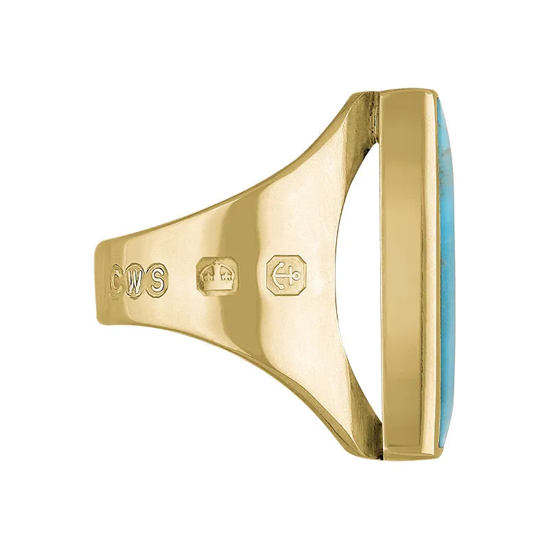 18ct Yellow Gold Turquoise Queen's Jubilee Hallmark Medium Square Ring D