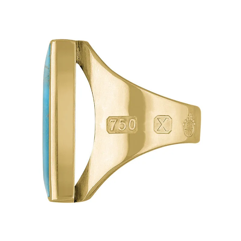18ct Yellow Gold Turquoise Queen's Jubilee Hallmark Medium Square Ring D